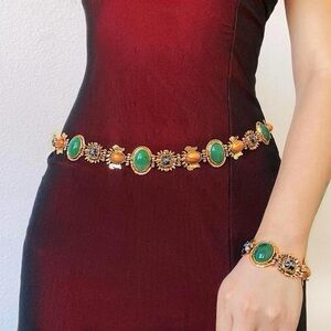 Handmade Gold Multi Color Vintage Style Stone 70s Bohemian Body Chain Belt